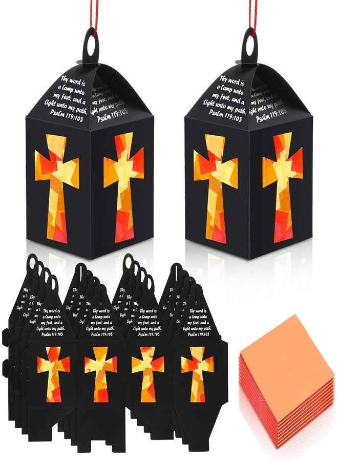 Yaomiao 16 Sets Religious Crafts Religious Cross Tissue Paper Lanterns Crafts Bulk Suncatcher Kits DIY Cross Ornaments Christian Tissue Paper Kits for Church Sunday School VBS Art Classroom Home - Image 1